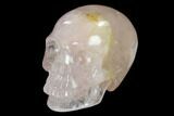 3" Realistic, Polished Brazilian Rose Quartz Crystal Skull - #151069-1